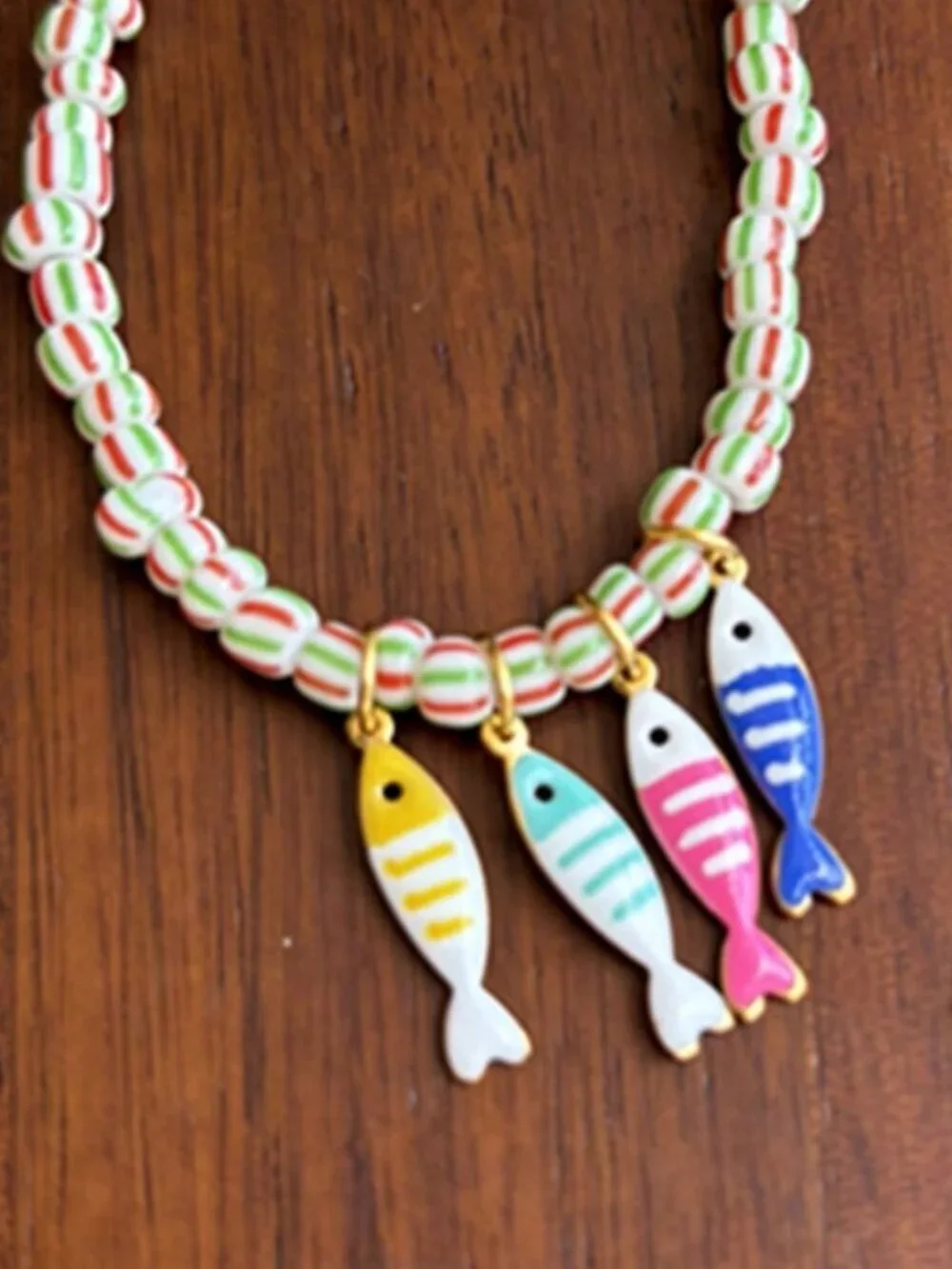 Boho Women's Colorful Fish Pendant Beaded  Chain Necklace